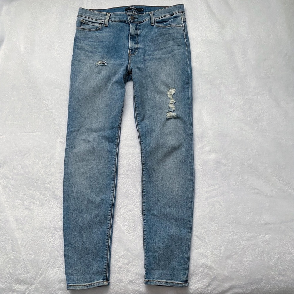 Hudson Nico Super Skinny Mid Rise Medium Wash Distressed Jeans - Picture 6 of 13